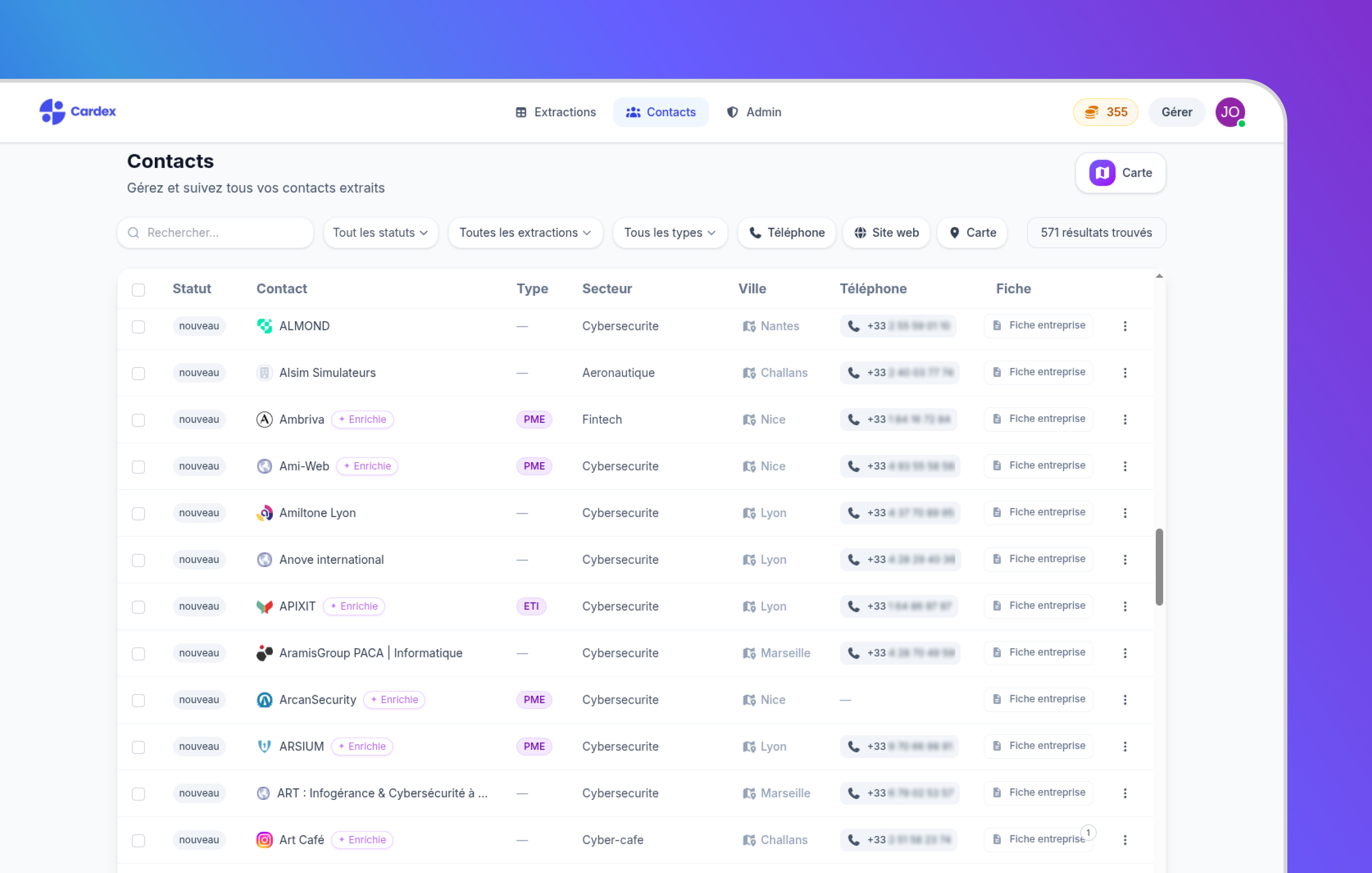 Gestion des contacts